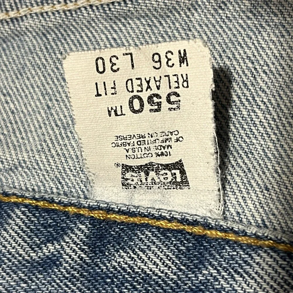 Vintage Levis 34x30 Jeans 550 USA Levi Skate Distressed Thrashed Denim 1990s